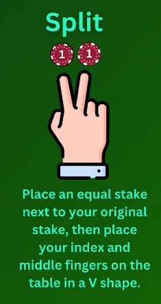 Blackjack split hand signal